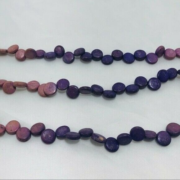 Women Layer Strand Necklace 15” 18” Retro Boho Purple Pink Gradients Two Tone - Picture 10 of 12